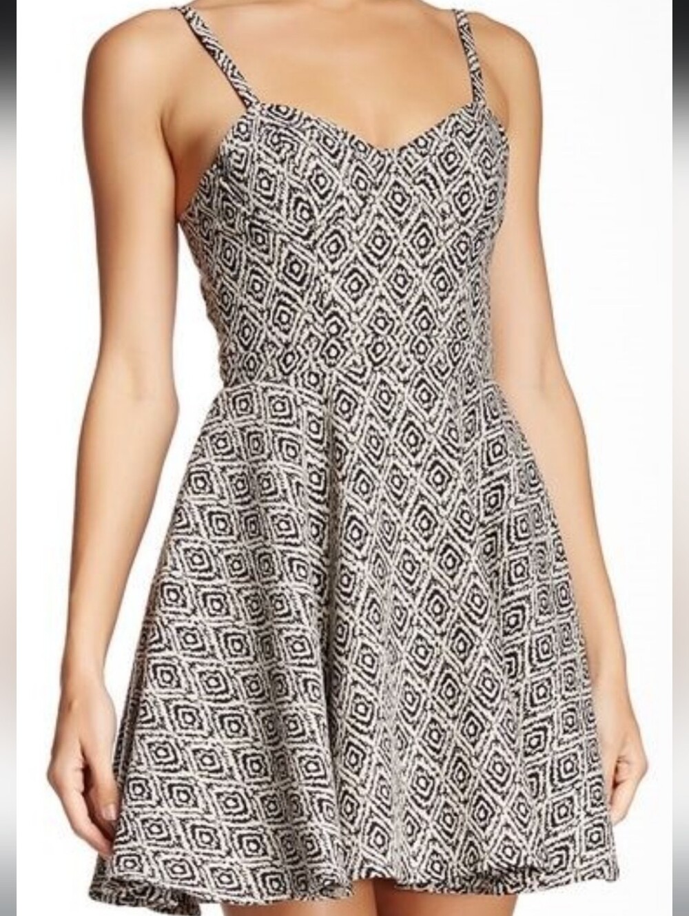 Sam Edelman TRIBAL-SPIRIT FIT N' FLARE DRESS/Black & White Tribal Print Size 8